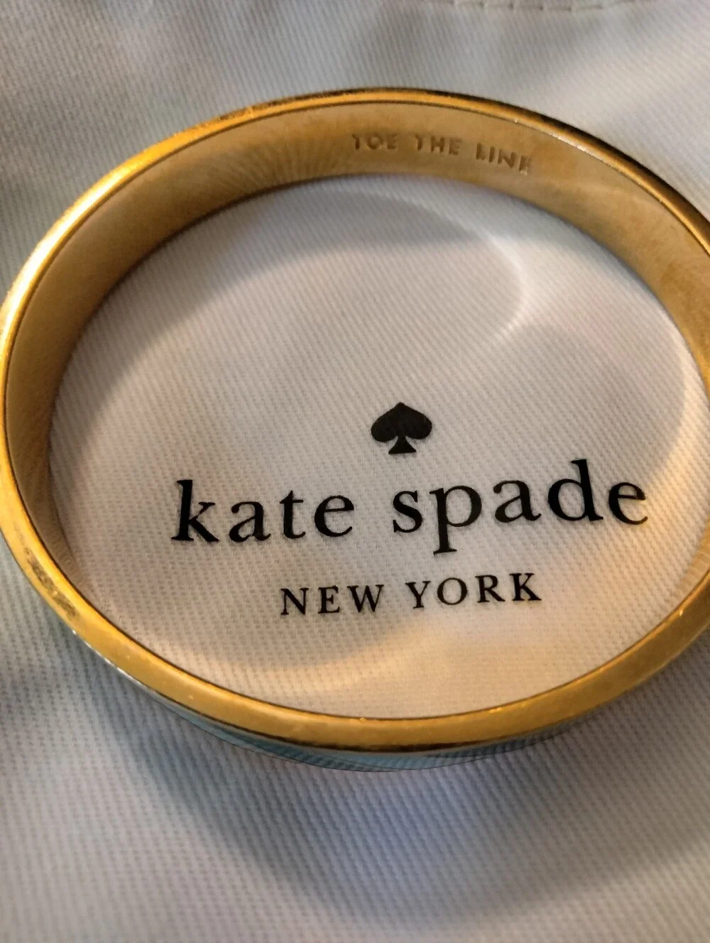 kate spade diagonal stripe enamel bangle TOE THE LINE green blue gold-tone - Picture 6 of 8